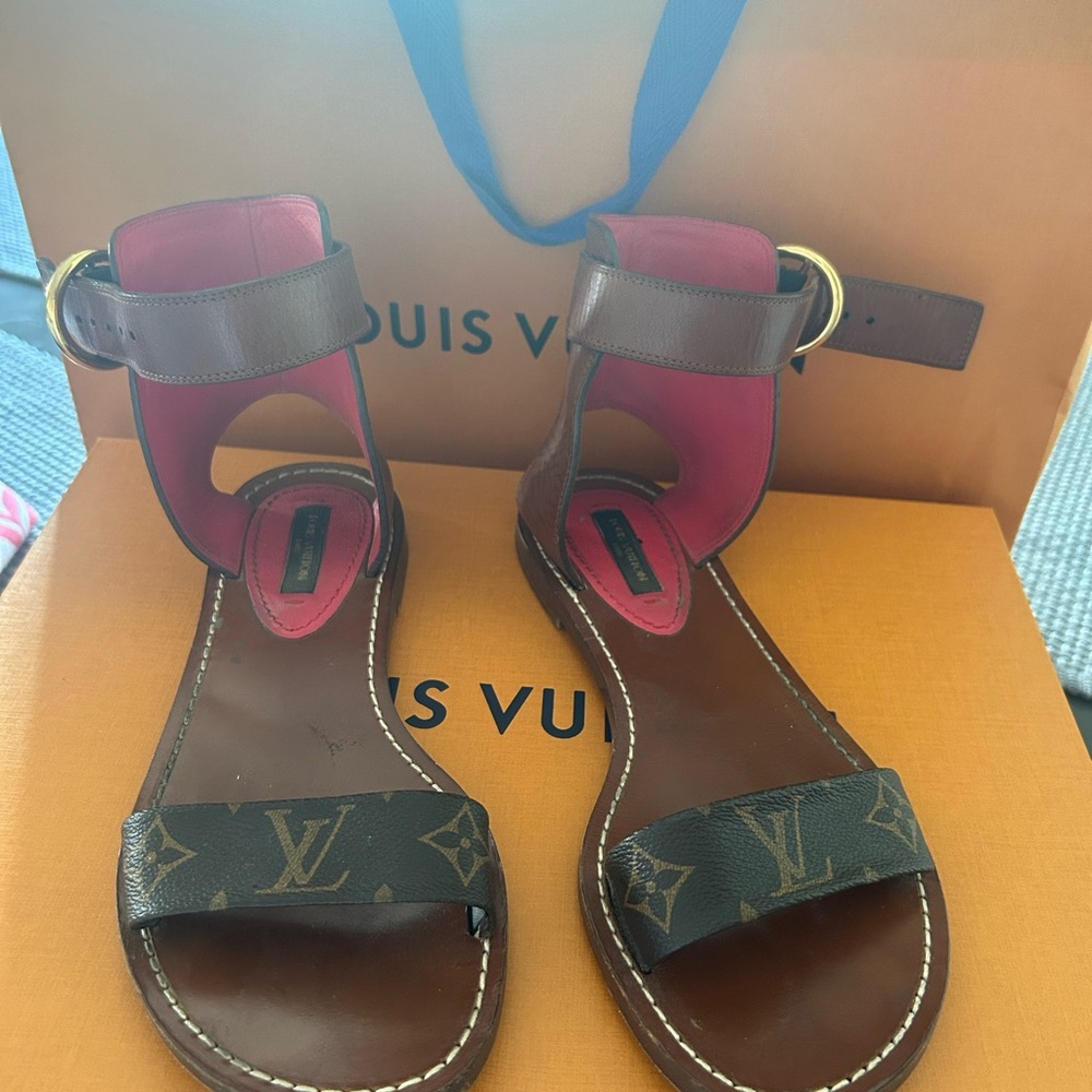 Louis Vuitton Brown and Pink Sandals